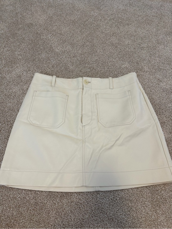 Maeve Dresses & Skirts - Maeve Anthropologie Ivory Faux Leather Colette Mini skirt size XL NWT